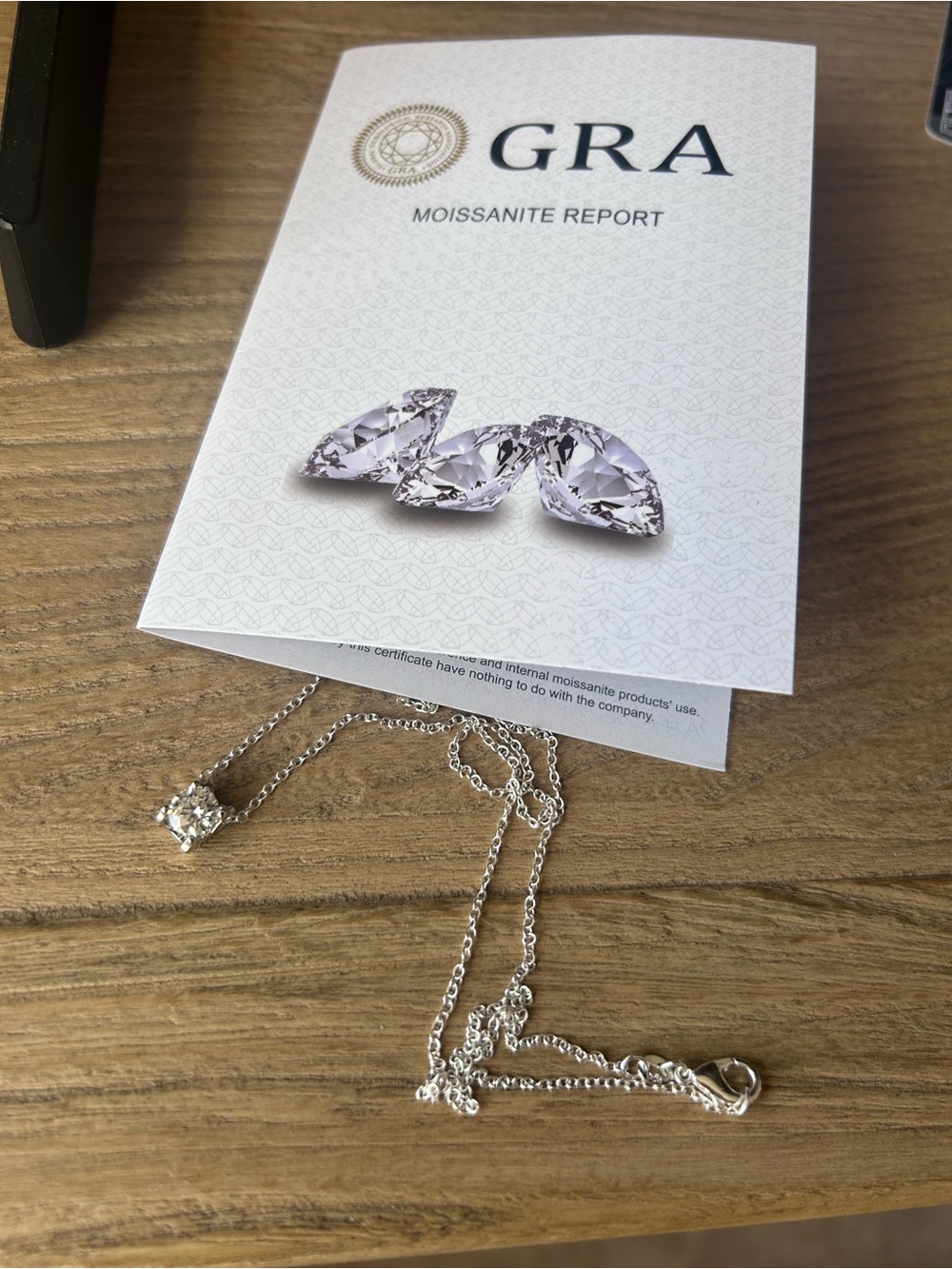 Sterling Silver 1ct Solitaire GRA Moissanite Pendant Necklace